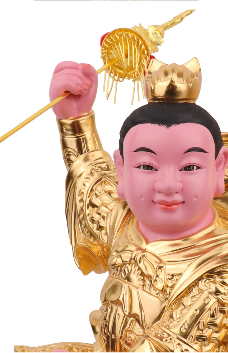 哪吒三太子神像樟木雕像中坛元帅通天太师12/16/19寸哪吒太子佛像