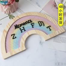 Rainbow Letter Board Rustic Wood Frame Felt Message Boards跨