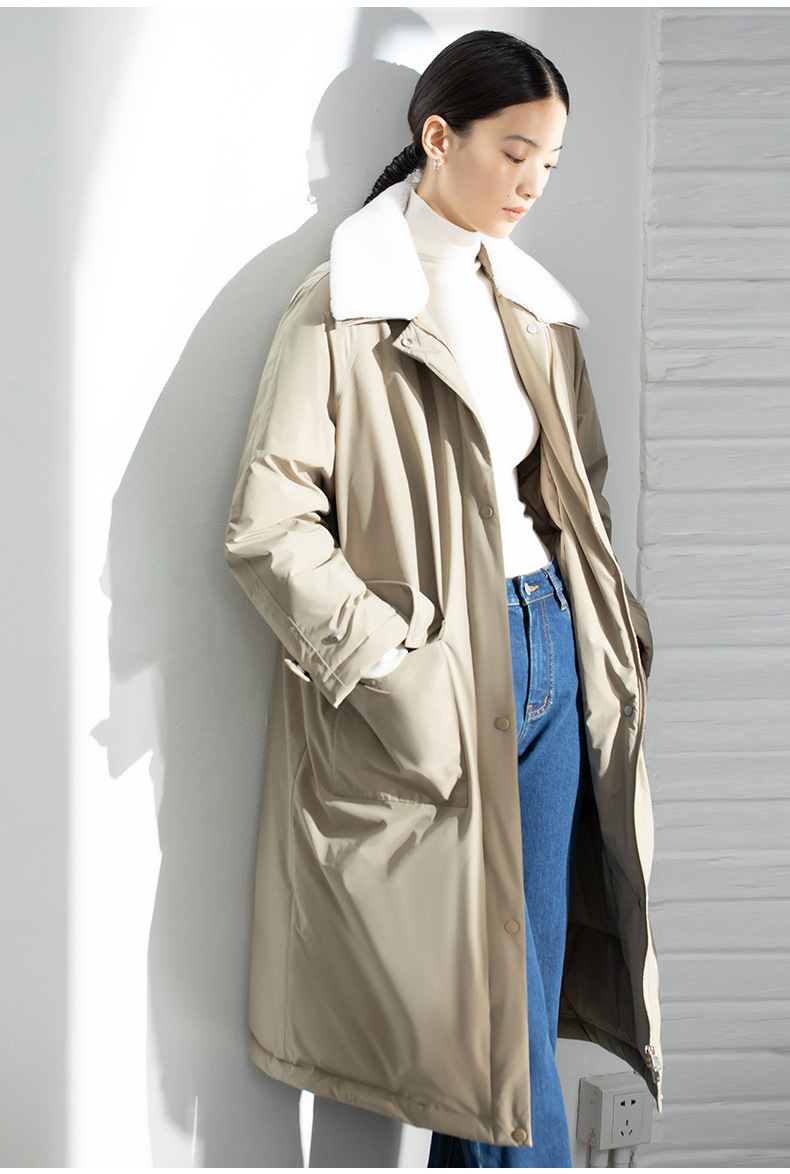 冬季加厚中长款鹅毛羽绒服过膝新版韩版棉衣宽松港风工作外套大衣