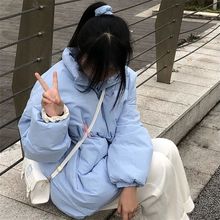 棉衣批发黑色奶呼呼棉服女2023年新款纯色宽松棉袄面包服厚外套潮