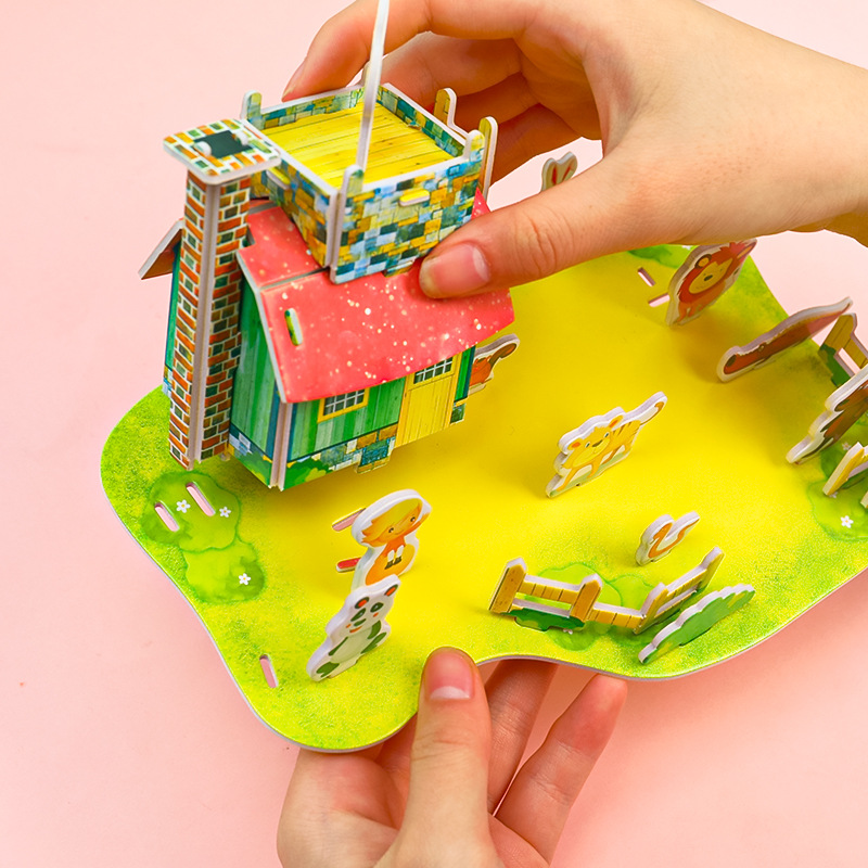 Children's 3d 3d Puzzle Model Children's Diy Handmade Model Assembled Toy House Tank Early Childhood Education Building Blocks