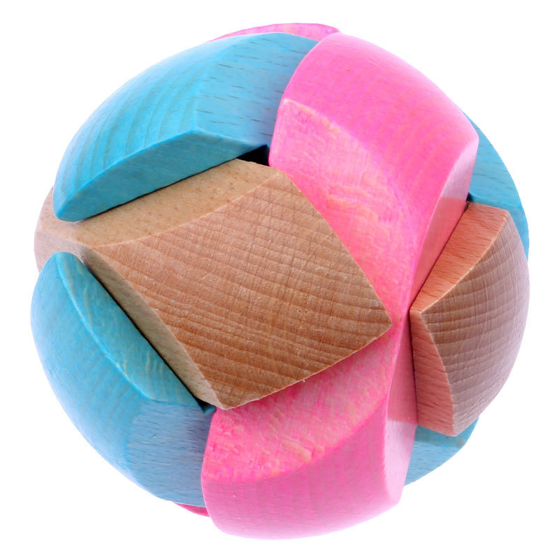 榉木足球锁孔明锁鲁班球锁儿童成人老人益智力古典玩具拆装代发