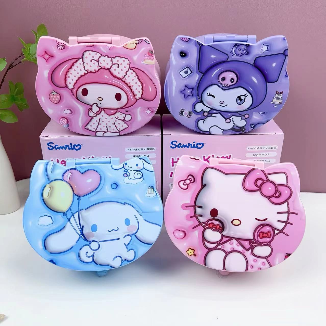 Foreign Trade Sanrio Cosmetic Mirror Storage Box Clow M Hello Kitty Melody Cinnamoroll Babycinnamoroll Drawer Jewelry Box Gift