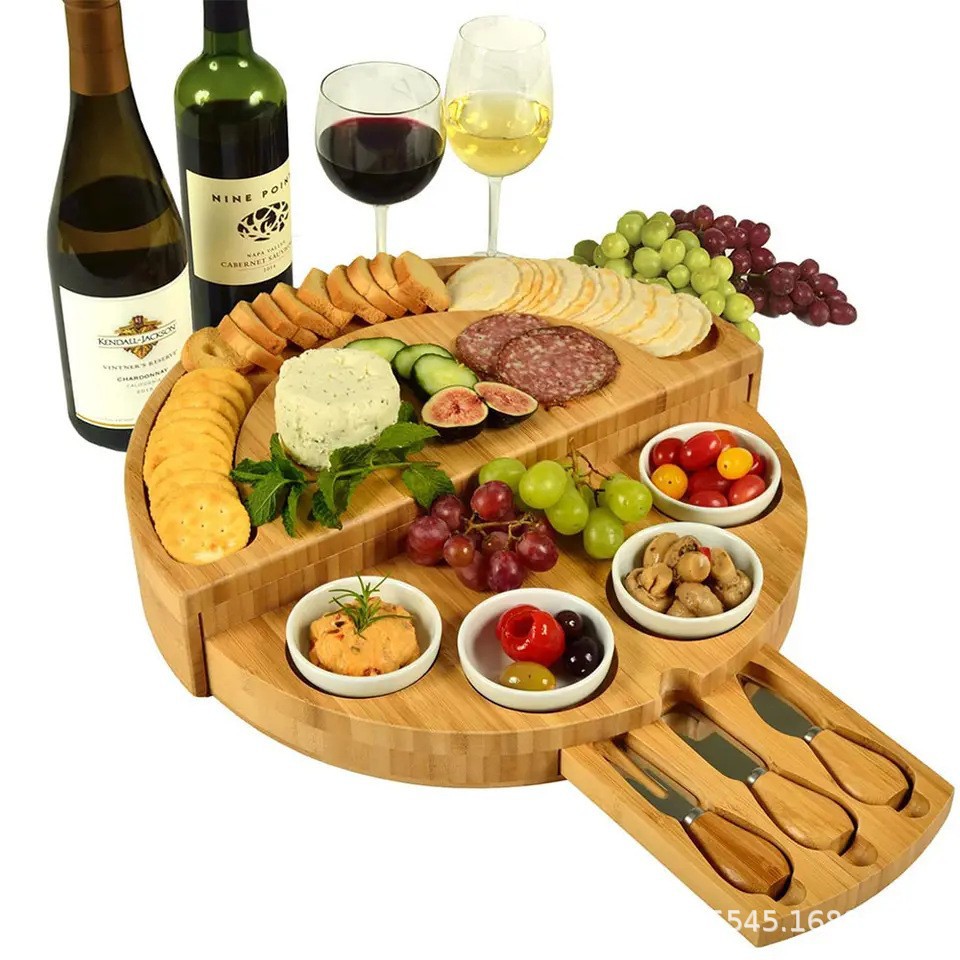 Cross-Border Wooden Cheese Plate Wooden Cheese Plate Set Cheese Plate Appetizer Fruit Plate Factory Direct Supply Bamboo Cheese Board