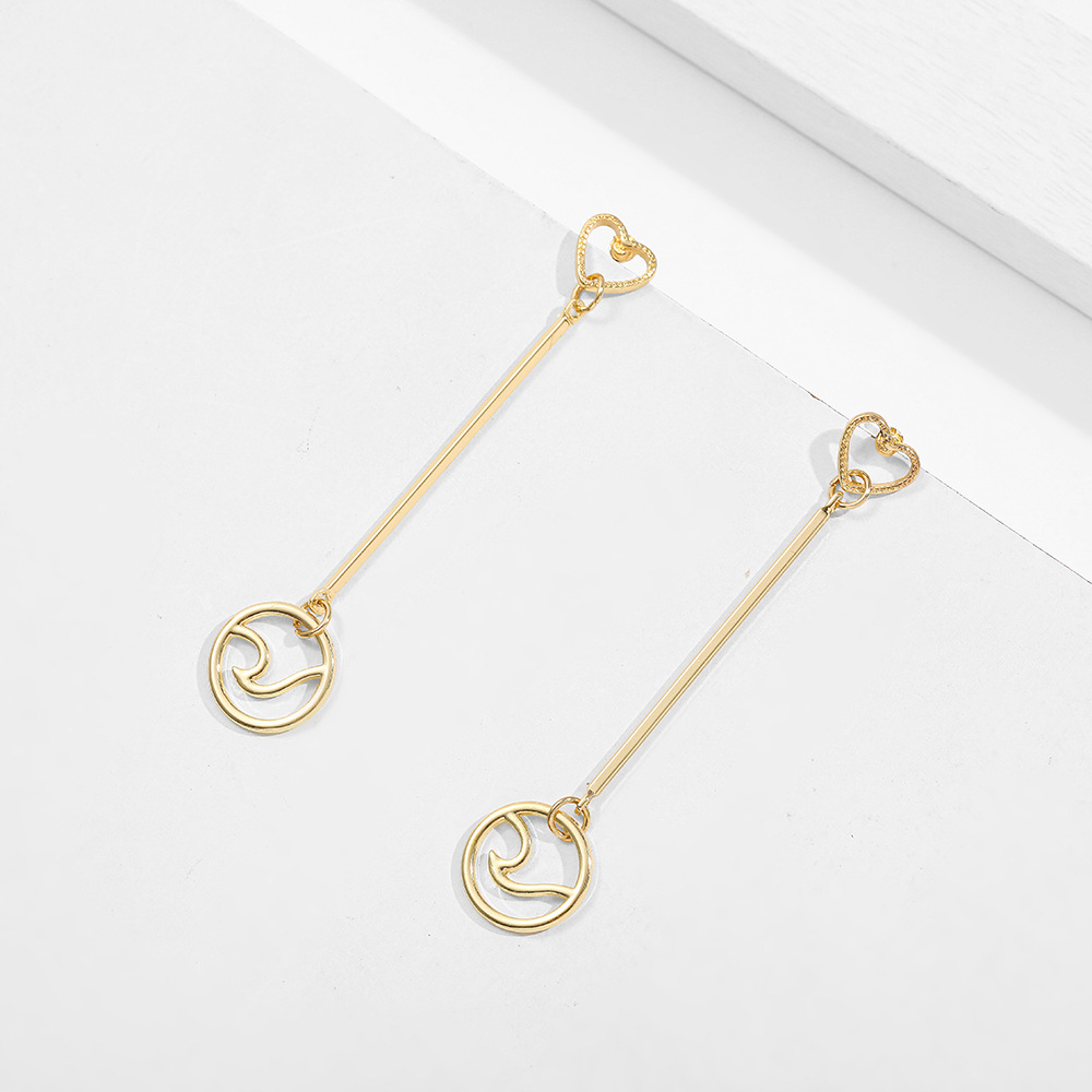 简约复古个性耳坠长椭圆形扣针别针耳环欧美流行洋气不锈钢女耳饰