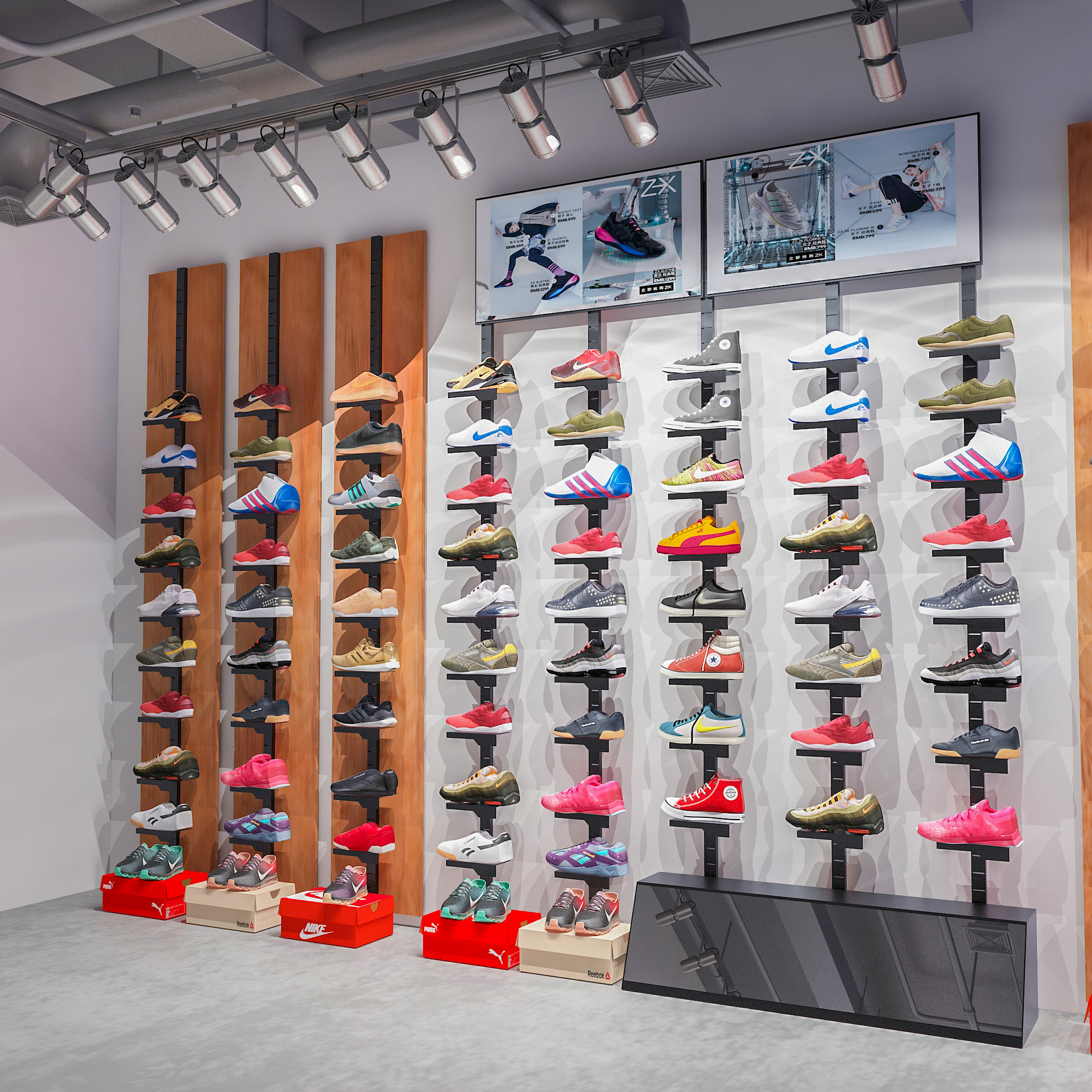 鞋店鞋架展示架店铺直播商用网红金属橱窗鞋托货架陈列落地上墙架