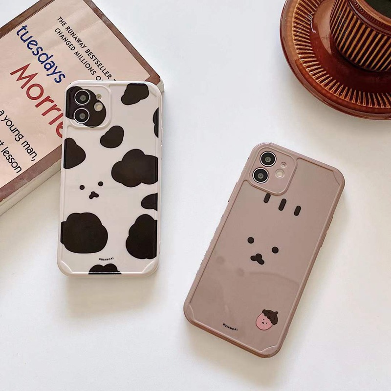 奶牛纹适用iphone13手机壳苹果1211promax软78plus牛奶表情xs
