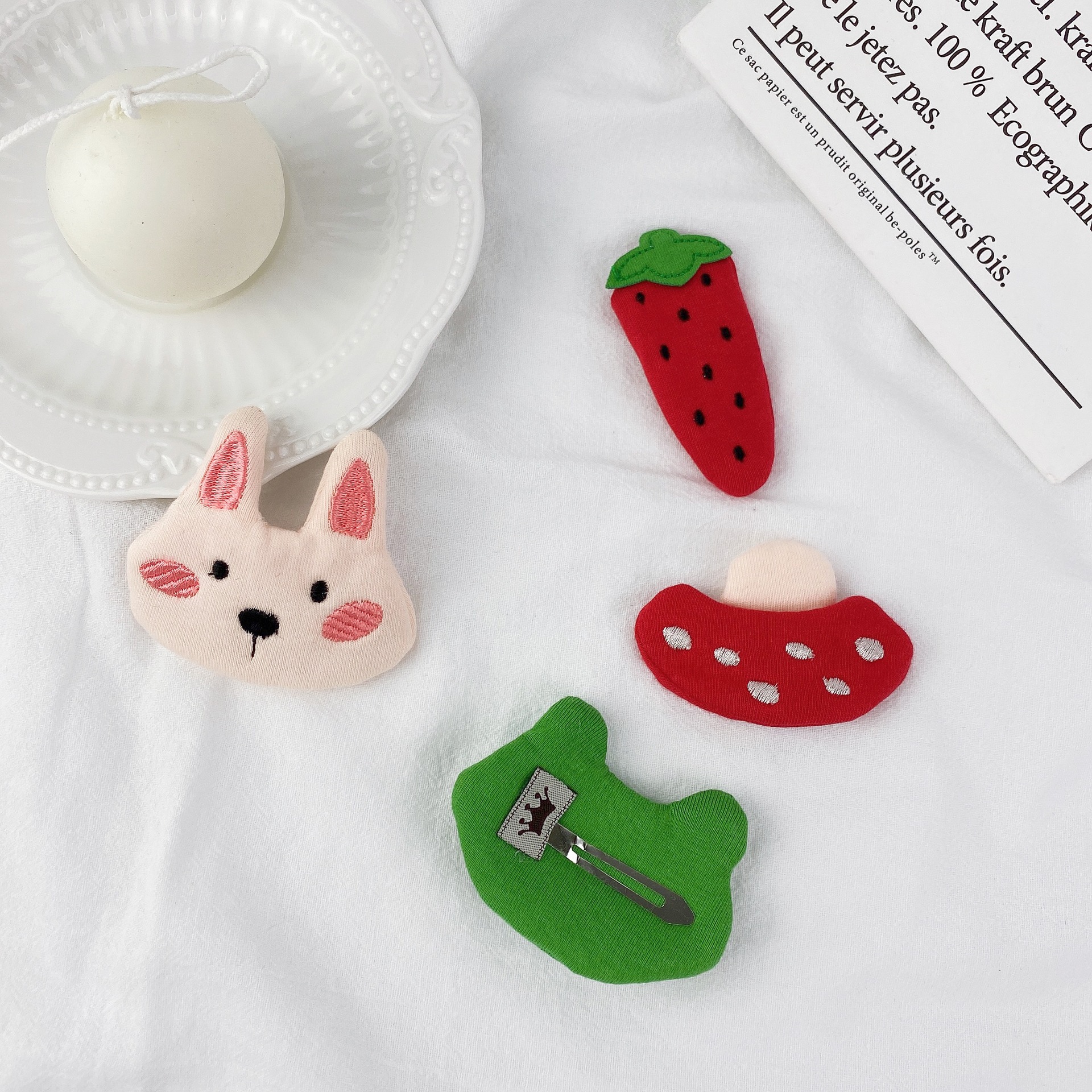 创意小熊水果布艺卡通发夹儿童可爱软萌bb夹网红少女碎发夹发饰