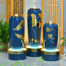 新中式陶瓷流水摆件循环水客厅办公室轻奢喷泉水景招财景观加湿器