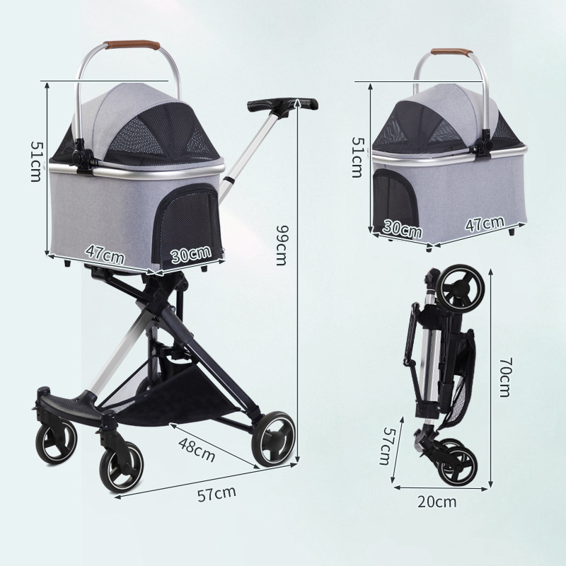 Medium and Small Dog Pet Stroller Retractable Luxury Foldable Dog Car Cat Dog Trolley Amazon Hot Sale