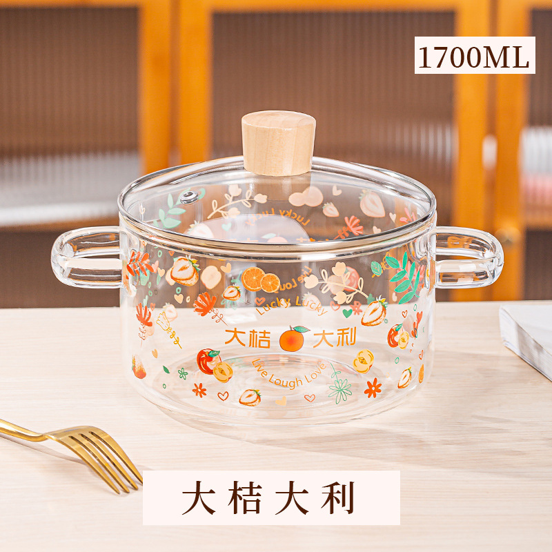 Wholesale Thickened Borosilicate Glass Pot Pot with Two Handles Electric Ceramic Stove Open Fire Heating Glass Pot Soup Cooking Noodle Pot