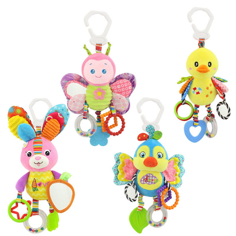 World Cup Mascot Multifunctional Car Crib Hanging Plush Toy Rattle Mirror Teether Bed Bell