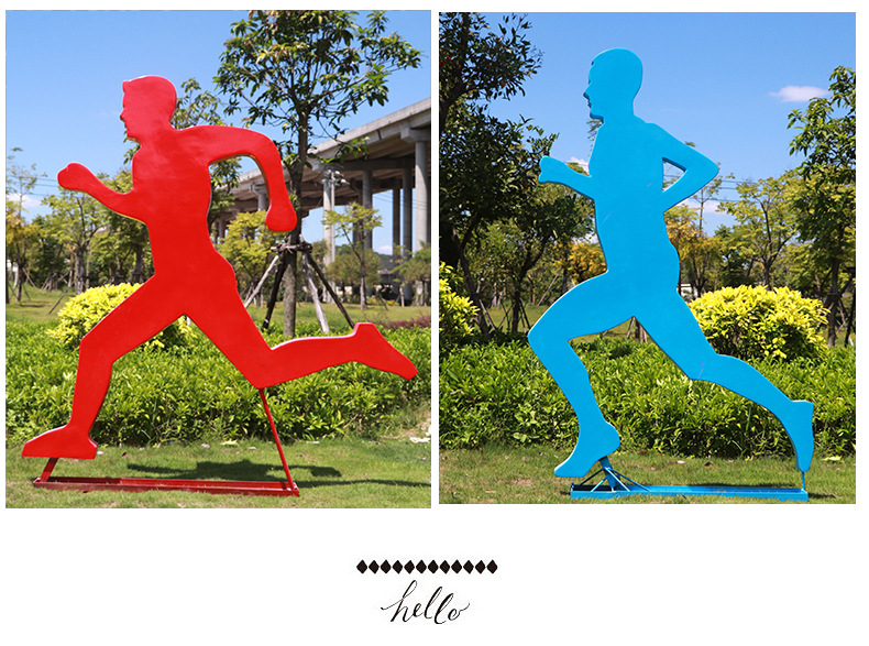 新城建跑步运动抽象人物大型玻璃钢雕塑户外园林公园景观模型摆件