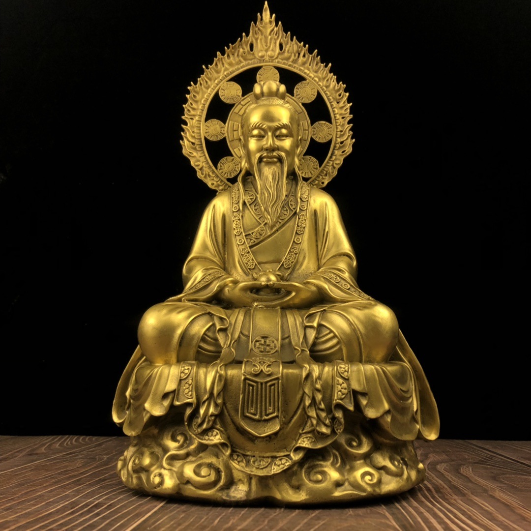 太上老君黄铜三清像三清道祖神像元始天尊道家供奉祖师爷铜像摆件