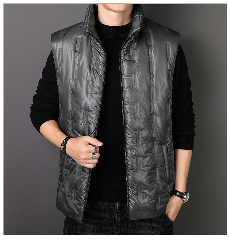 2021新品秋冬男式立领马甲男亮面加厚保暖青年男装休闲无袖外套