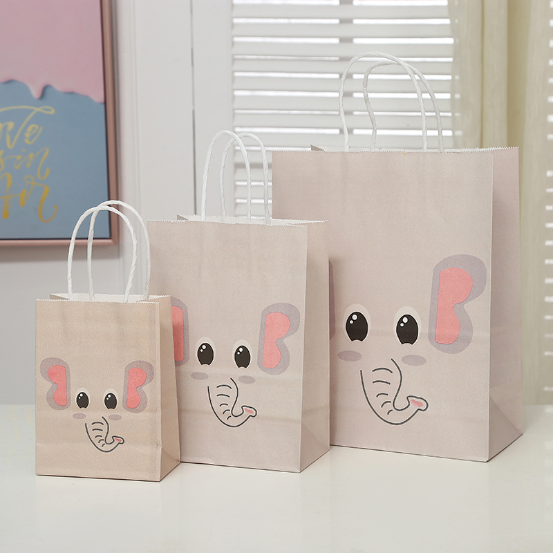 Cartoon Animal Party Arrangement Packing Bag Elephant Lion Handbag Shopping Bag Children Candy Bag Gift Paper Bag