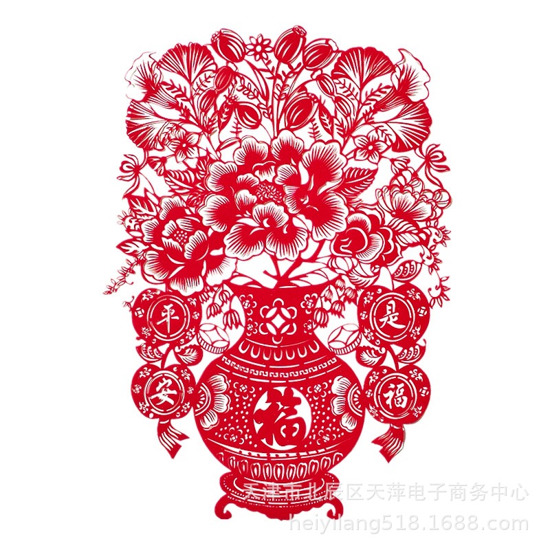 2024龙年春节新年装饰用品 植绒布剪纸窗花 镂空【单张价格】