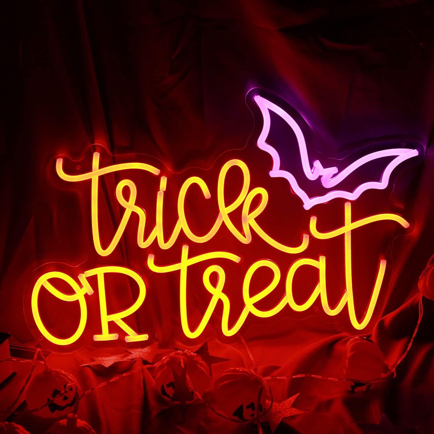 跨境万圣节霓虹灯led鬼怪幽灵恐怖气氛装扮霓虹装饰灯卡通造型灯