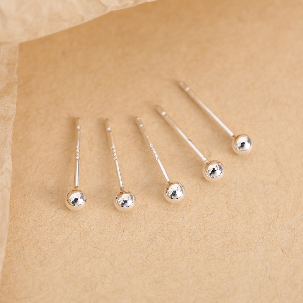 s925 imitation silver needle ball stud earrings anti-blocking ear bar ear stick student petite earrings earrings sleeping no need to take off auricular needle