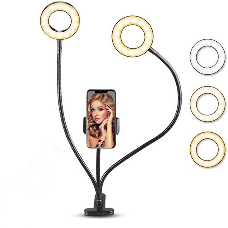 Mobile Live Streaming Stabilizer Fill Light Led Universal Hose Eye Protection Table Lamp Desktop Phone 2-in-1 Bracket