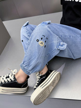 夏季新款儿童天丝卡通收口裤2024年韩版洋气校园裤童装一件代发潮