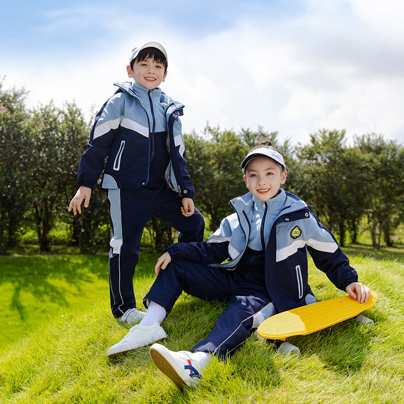 中小学生冲锋衣校服秋冬装儿童班服加绒加厚幼儿园园服冬季三件套