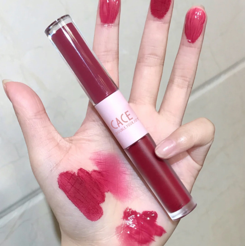 Cace Fun Double-Headed Lip Lacquer 6 Colors Optional Popular Makeup Cheap Student Lipstick Matte Xiaohongshu Hot Push