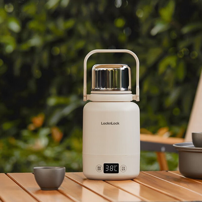 乐扣吨吨烧水壶户外旅行带肩带便携式电热水壶办公室保温烧水杯