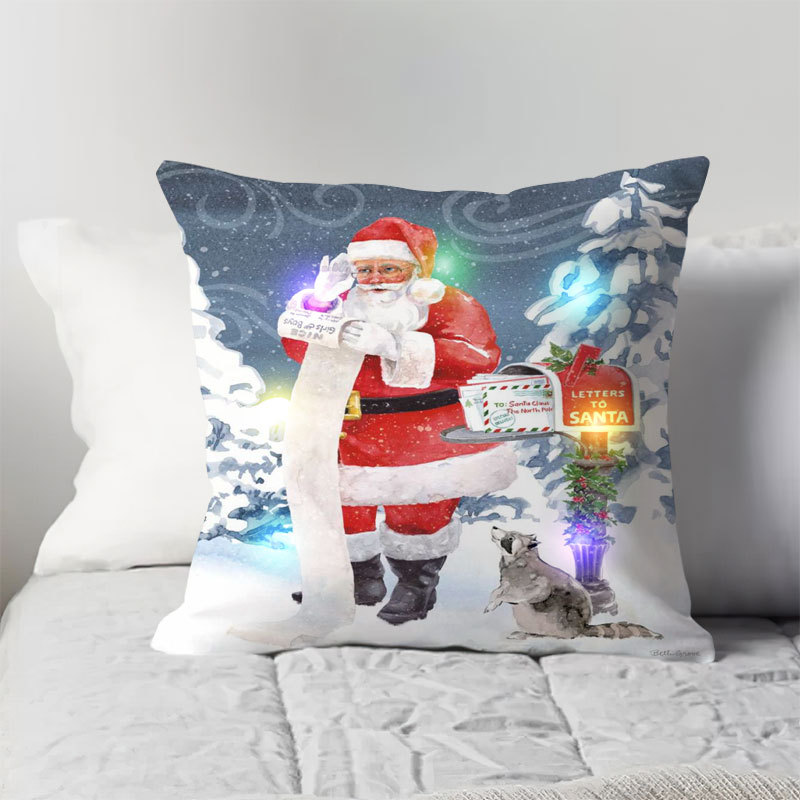 New Luminous LED Lights Christmas Linen Colored Lights Pillow Cover Cushion Cover Pillow Snowman Cartoon Simple Hot Sale