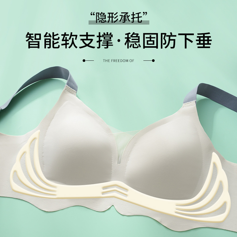 Women's Underwear Summer Thin Big Breast Small Breast Holding Anti-Sagging Adjustable Bra Large Size without Steel Ring Minimizer Bra