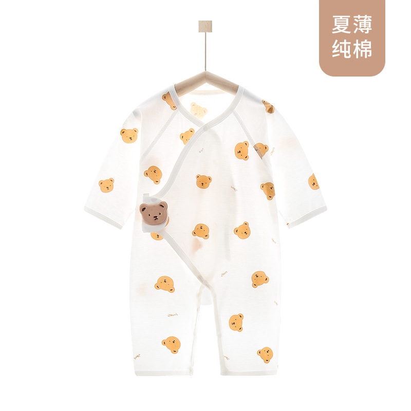 Baby One-Piece Clothes Summer Baby Cotton Breathable Air Conditioning Clothes Newborn Thin Pajamas Long Sleeve Romper Suit Baby Clothes