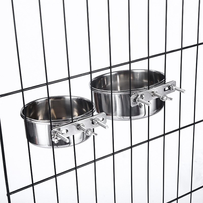 Factory Hot Sale Pet Bowl Pet Supplies Stainless Steel Dog Bowl Dog Cage Hanging Fixed Dog Basin Customized Wholesale