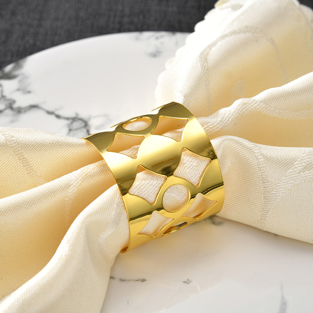 跨境货源亚马逊斜条纹金属电镀餐巾扣 现货金属电镀餐巾圈 口布环