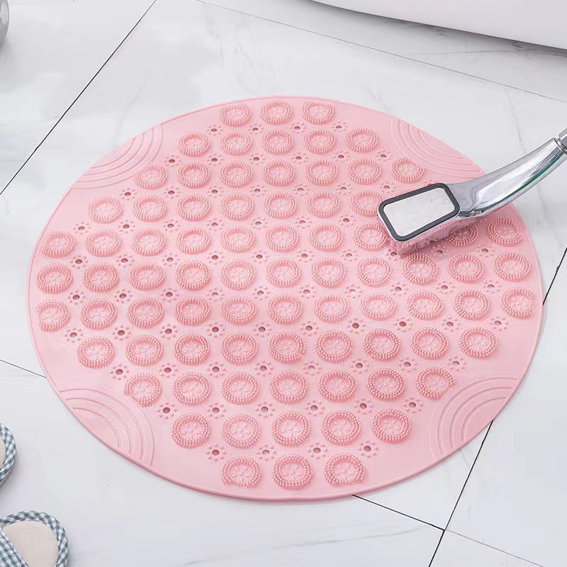 New round Flower Massage Bathroom Floor Mat Home Shower Room Hydrophobic Quick-Drying Suction Cup Floor Mat