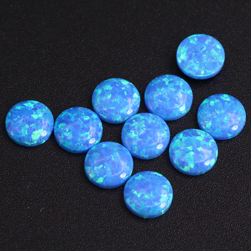 供应op05 圆形蓝色澳宝 圆形平底素面日本火彩澳宝欧泊半成品裸石