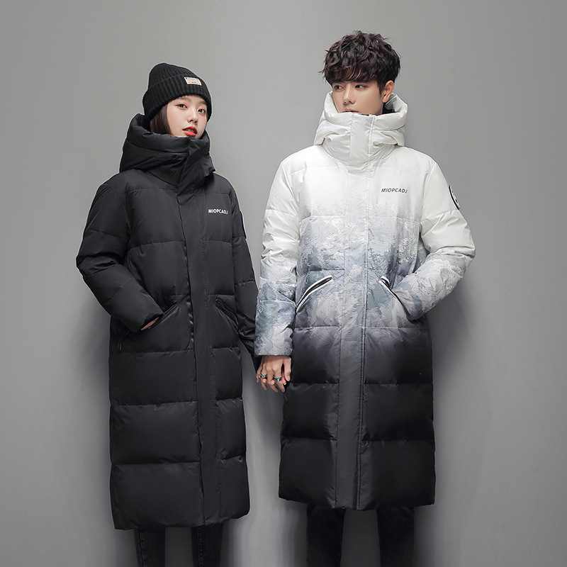 Men's Clothing 2023 Winter Mid-Length down Jacket Male Couple Casual Long over the Knee Duck down Thick Warm Jacket Female