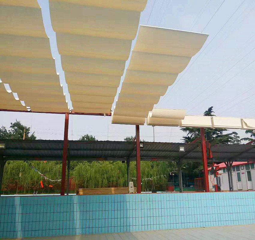 供应户外游泳池电动遮阳帘遮阳网批发零售品种型号齐全可开票