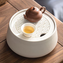 茶盘储水圆型陶瓷日式简约茶台大蓄水办公室家用会客功夫茶具茶托