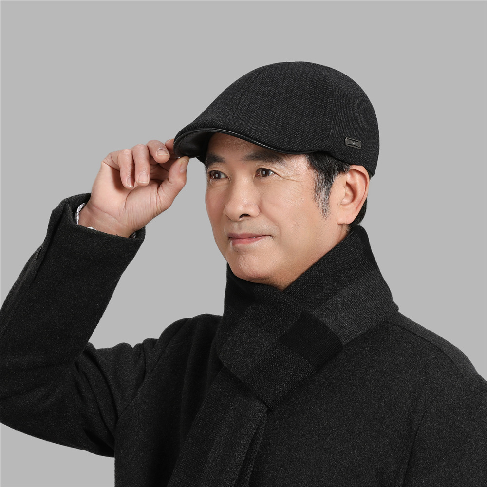 中老年人冬天帽子男款保暖60岁爸爸前进帽加绒加厚防寒爷爷鸭舌帽