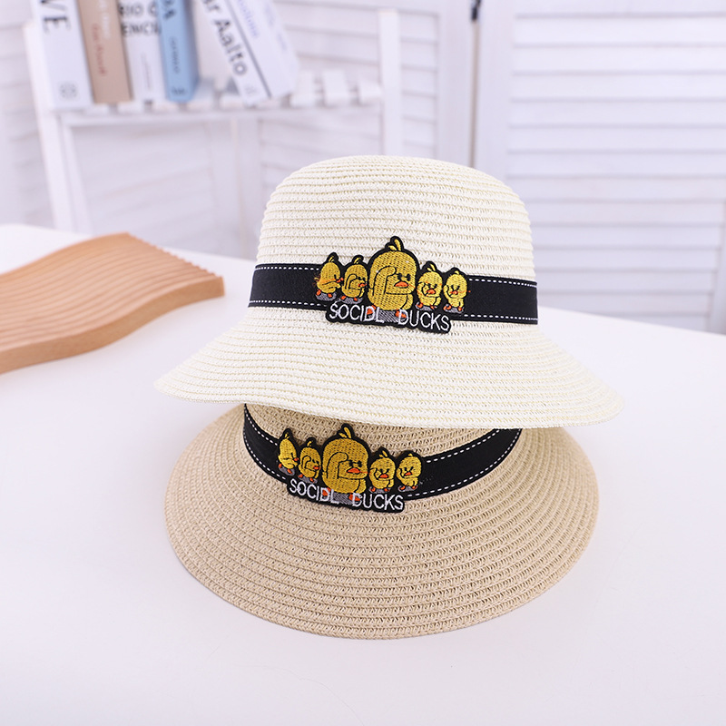 Spring and Summer Boys and Girls Billycock Straw Hat Fashion Fisherman Hat Children Sun Protection Sun Hat Outdoor Beach Hat
