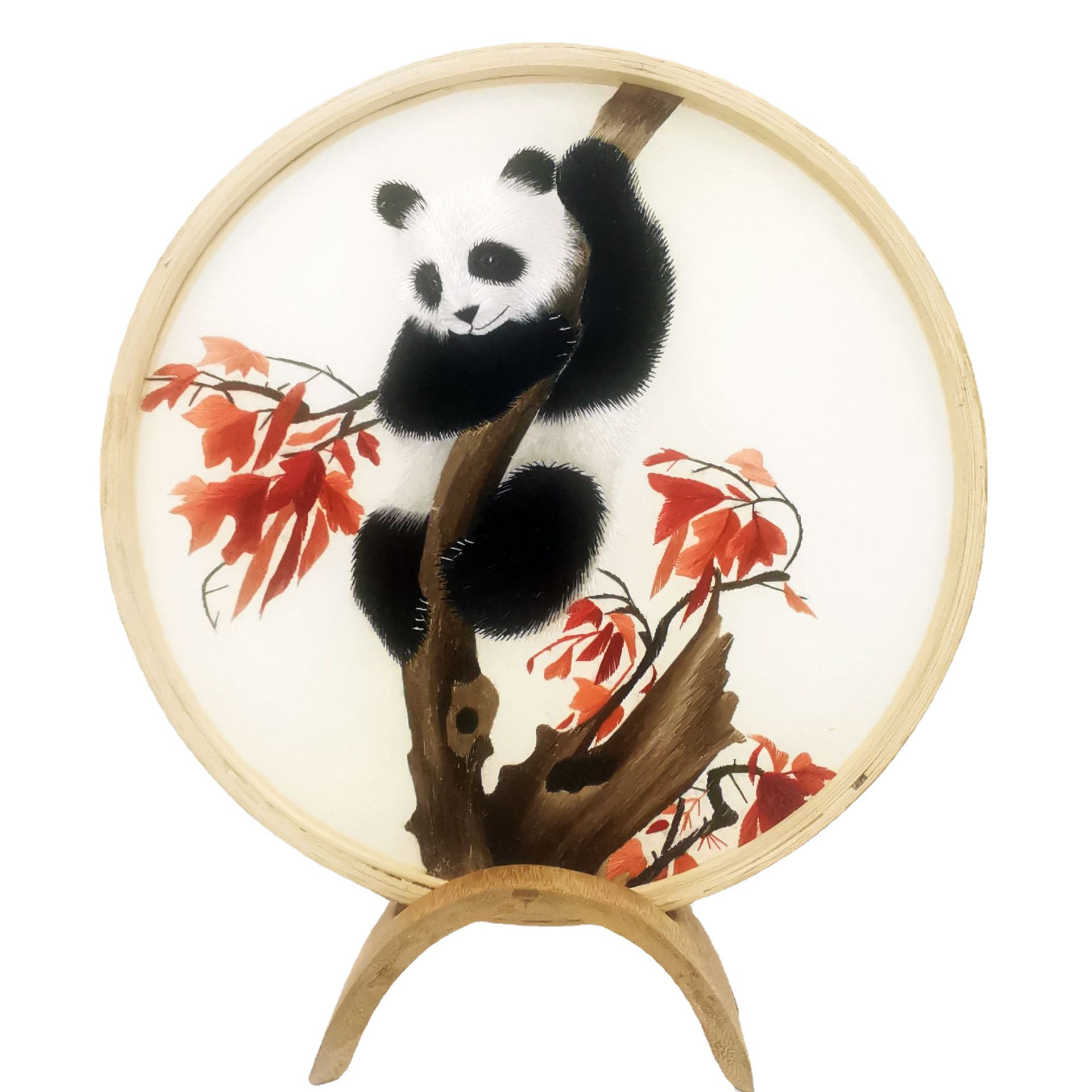 特价清仓苏绣摆件双面绣熊猫纯手工刺绣花鸟摆台高雅禅意台屏礼品