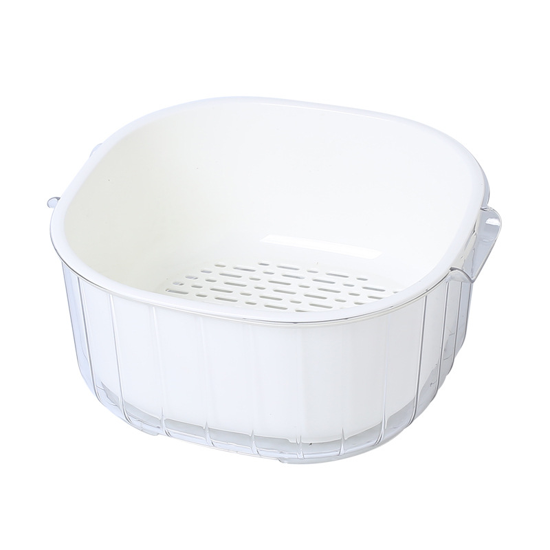 Double-Layer Vegetable Washing Basket Household Kitchen Cleaning Drain Basket Plastic Creative Fruit Basket plus Vegetable Washing Basket Wholesale