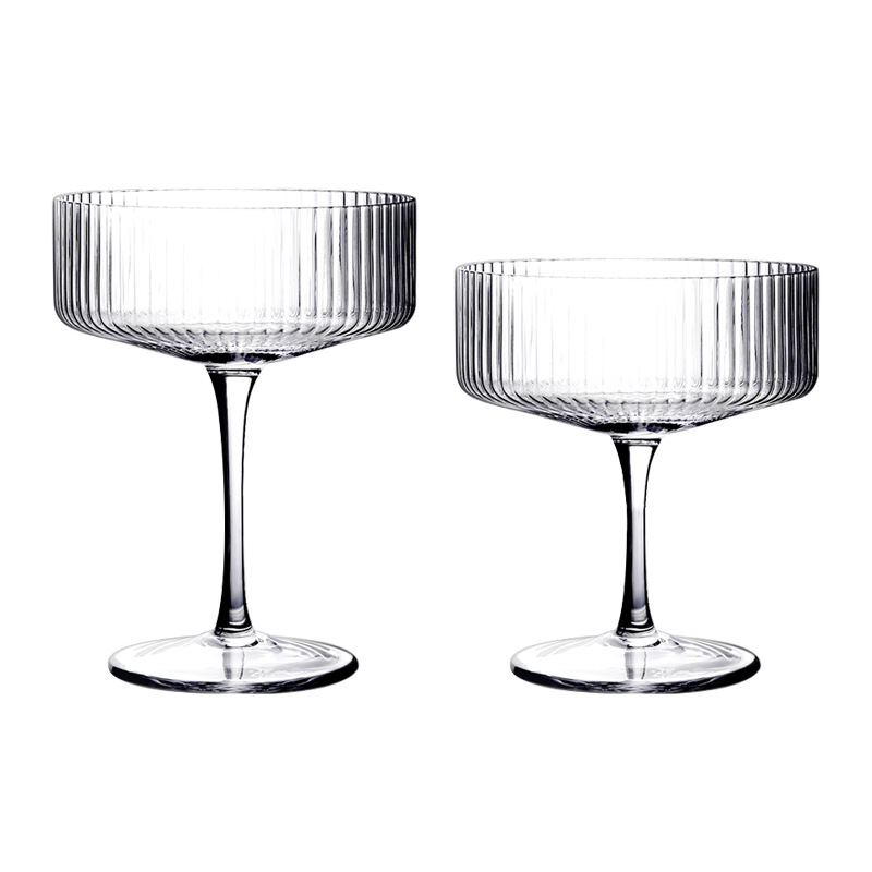 Light Luxury Vertical Stripes Cocktail Glass Thick Straight Crystal Glass Ins Ice Cream Bowl Cool Drinks Cup Milk Shake Cup