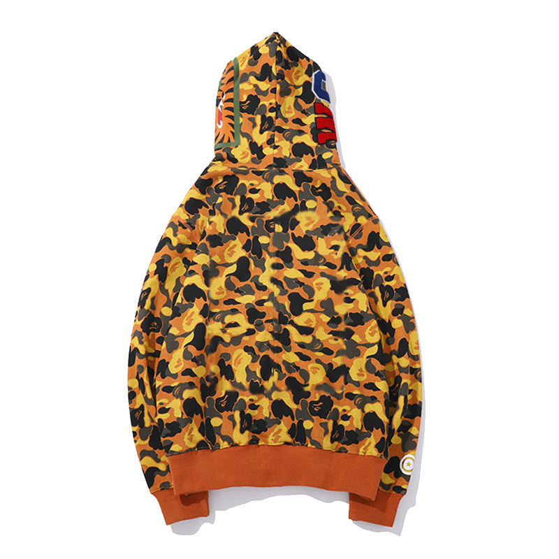 新款bape 鲨鱼头 男女同款 3d数码印花 拉链休闲连帽外套