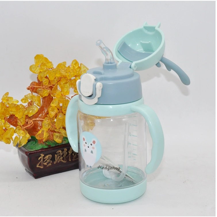 Factory Wholesale Marbles Straw Cup Baby Drinking Water Plastic Cup Kindergarten Children Harness Handle Baby Drink Learning Cup