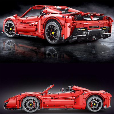 泰高乐t5005法拉488跑车系列t5005a模型1:8儿童拼装积木男孩玩具