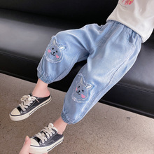 夏季新款儿童天丝卡通收口裤2024年韩版洋气裤子网红童装一件代发