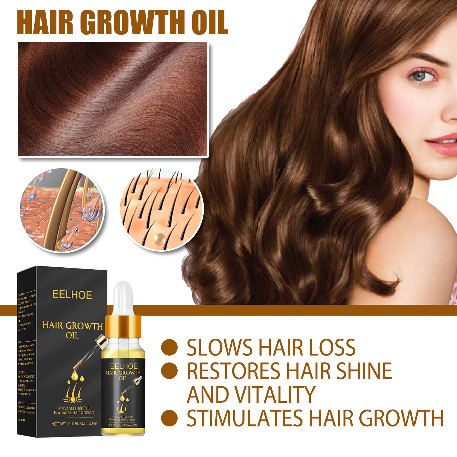 Eelhoe Dense Hair Essence Strong and Firm Hair Hair Care Essential Oil Soft and Moisturizing Hair Thick Hair Nutrient Solution