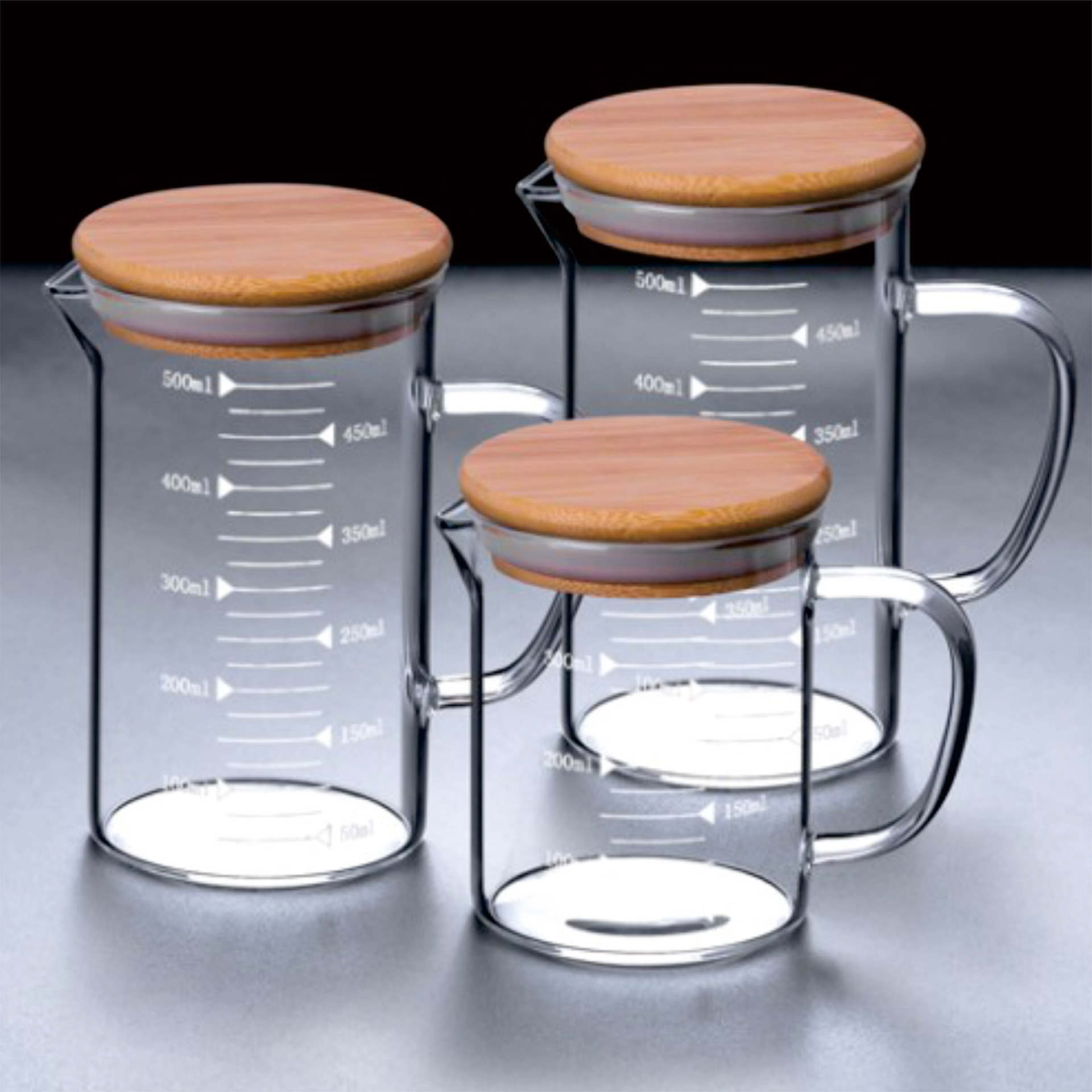 烧杯喝水杯玻璃毫升量杯带刻度家用杯子牛奶计量奶茶店专用500ml