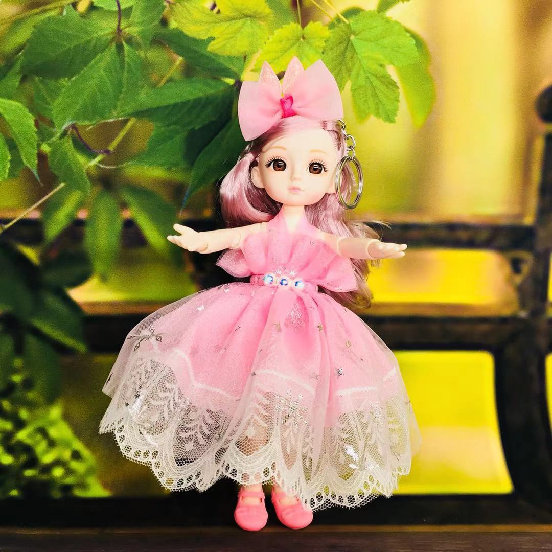网红波浪发洋娃娃25厘米多关节仿真眼芭拉比萝莉公主玩偶娃娃挂件